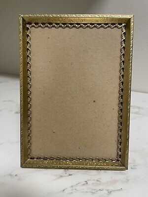 Vintage Scalloped Edge Brass Easel Back or Hang Picture Frame Photo 5 x 7