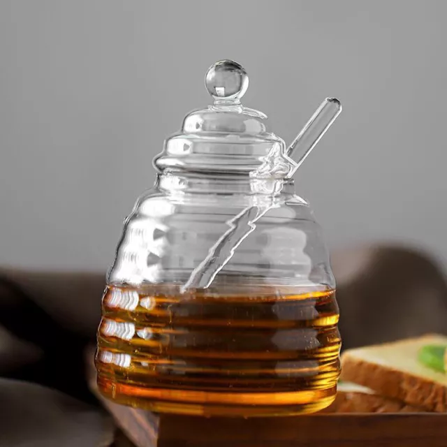 Glas Waben --Tank Honig Speicherbehälter mit Dipper und Deckel Honigflasche