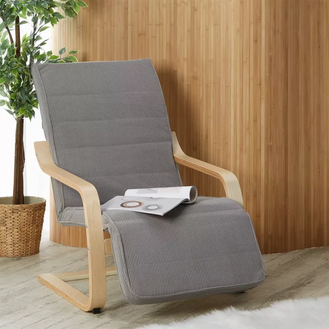 Fauteuil Relax Repose Pieds Côtelé Gris Foncé Chaise Relaxant Salon Homestyle4u