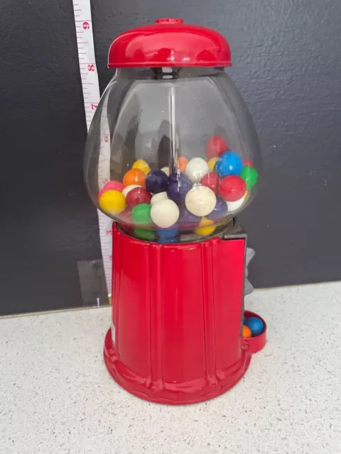 Vintage 1985 Carousel Bubble Gum Machine Metal & Glass Filled vintage gumballs 3