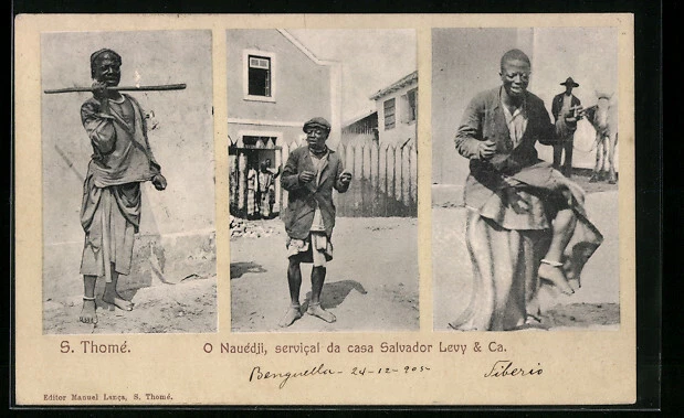 CPA S. Thome, O Nauédji, servical da casa Salvador Levy & Ca. 1906