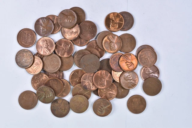 1940's & 1950's AU/BU Red Brown Lincoln Wheat Cent Roll *977