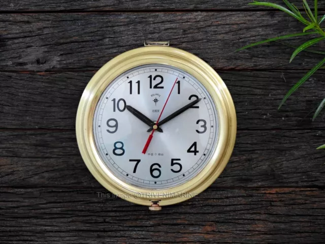 Maritime Slave Brass Wall Clock Vintage Navigation Ships Boat Nautical Quartz