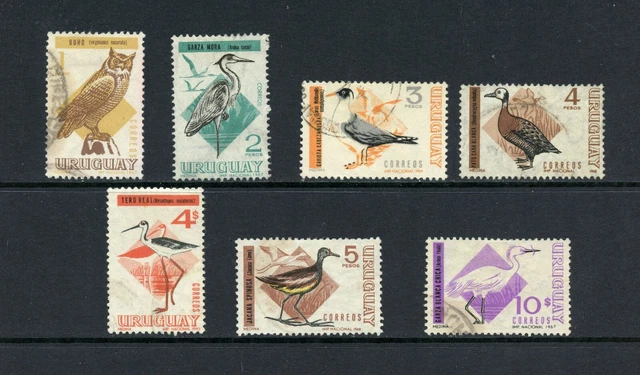 R1578 Uruguay 1968/70 Vögel 7v. Gebraucht