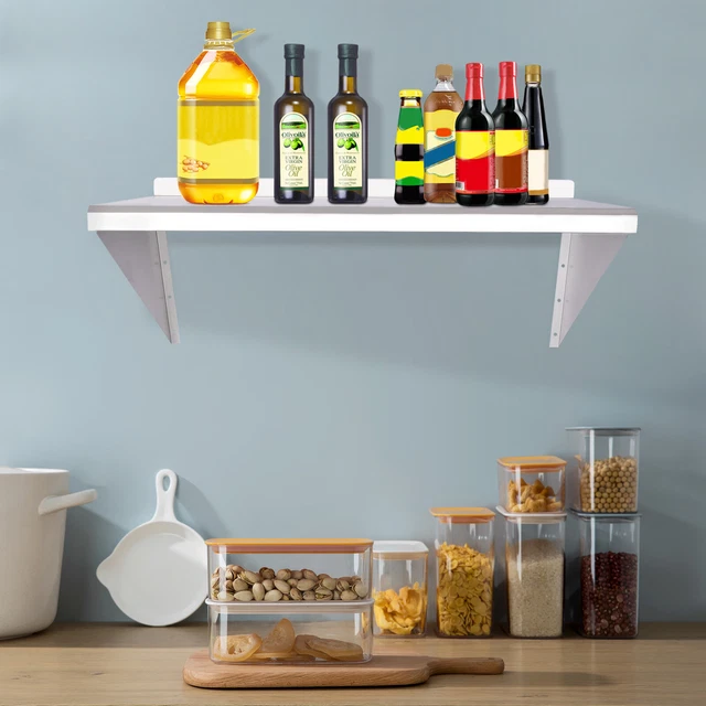 12 x 36” Wall Stainless Steel Shelf Commercial Wall Mounted Floating Shelving