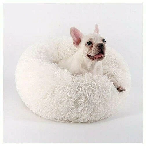 Donut Plush Bed Dog Cat Pet Calming Round Soft Warm Fluffy Kennel Sleeping Nest 4