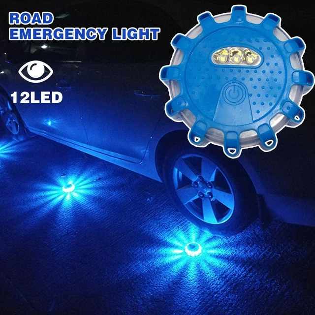 Blue LED Road Flare Flash Warning Light Roadside Emergency L0Y2