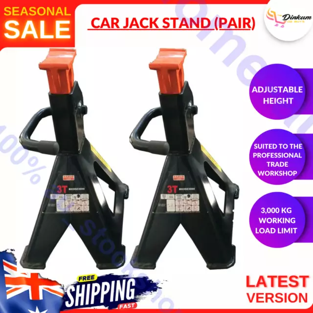 New Bahco 3 Tonne Car Jack Stand (Pair) Adjustable Height - 3,000 Kg Work Load