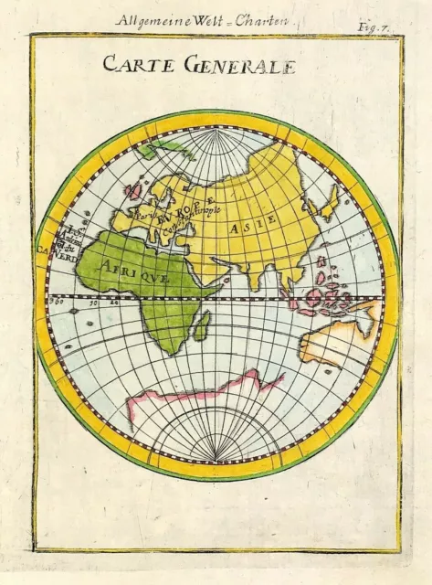 World Map 1683 by Mallet Eastern hemisphere original engraved print