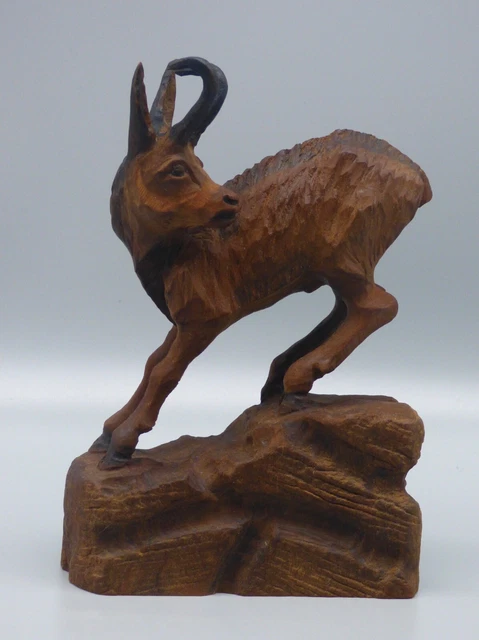 Rare Antique figurine Chamois Black Forest finely hand carved wood Carving 1920