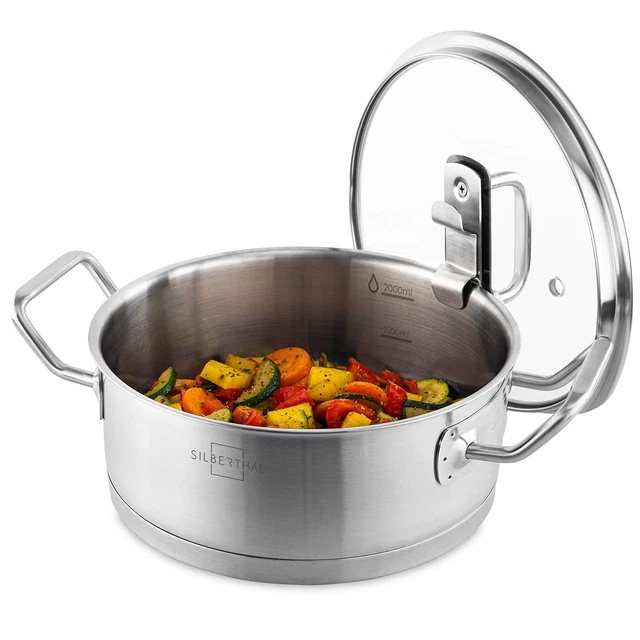 SILBERTHAL Kochtopf Induktion 20 cm - Edelstahl - - Geoffnete Verpackung