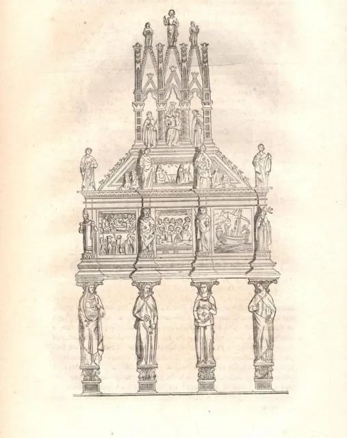 MILANO Basilica Sant'Eustorgio Tomba S. Pietro STAMPA ANTICA 1858 Antique print