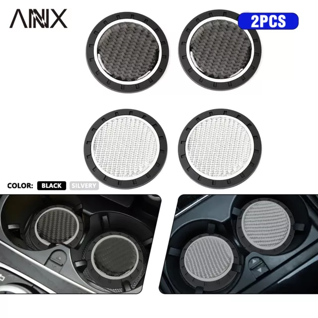 Carbon Fiber Car Cup Holder Pad Auto Water Cup Slot Non-Slip Mat Accessories