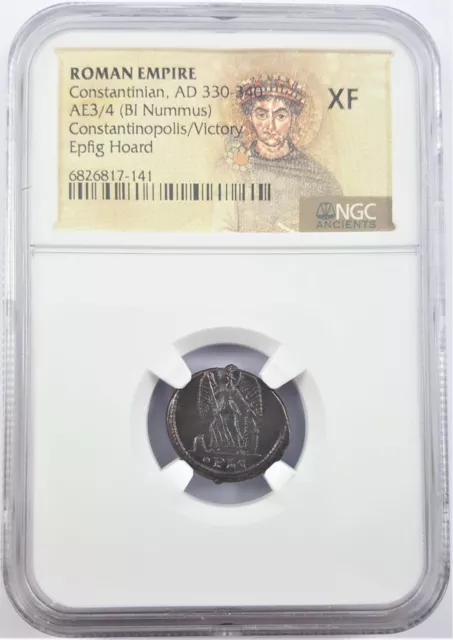 NGC EPFIG HOARD XF Roman AE of Constantine I the Great Constantinopolis /Victory