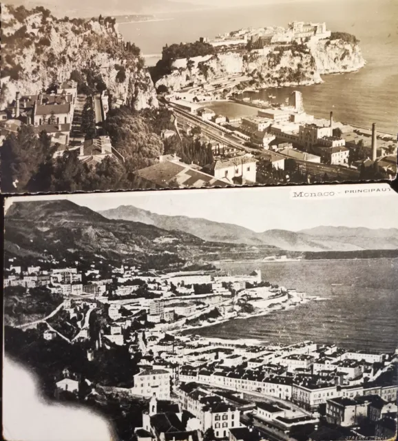 cartes postales anciennes Monaco vue sur le rocher de 1907 et plus recente