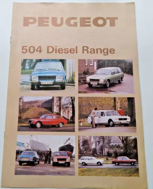 Peugeot 504 Diesel Range UK Sales Brochure 1977. L GL Family  Collectable