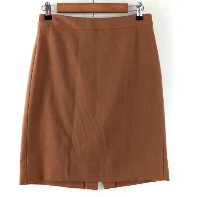 J Crew The Pencil Skirt Women's Size 4 Brown Solid Lined Short Slit Classic