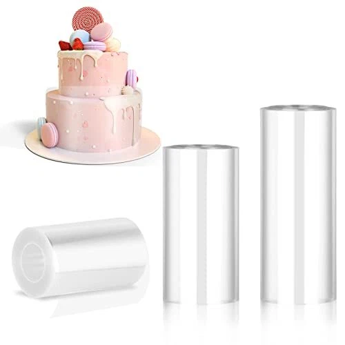 UKOFEW 3 Rouleaux Colliers à Gâteau, Transparent Patisserie Ruban, Ruban Gâteau