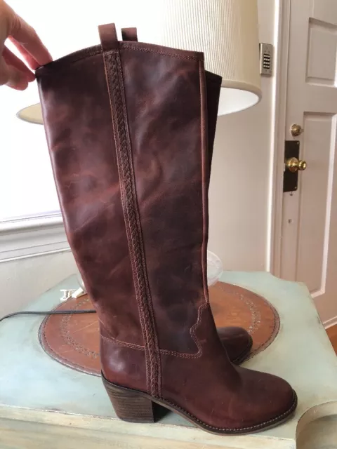 NWOB LUCKY BRAND BROWN LEATHER EQUESTRIAN RIDING BOOTS WOMEN’S 6M Retail $219