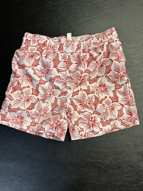 Janie and Jack Boys Floral Print Swim Trunks Shorts 5 Red White