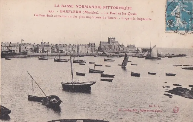 CPA 50 NORMANDY approx. Cherbourg Valognes BARFLEUR Le Port et les Quais 1927