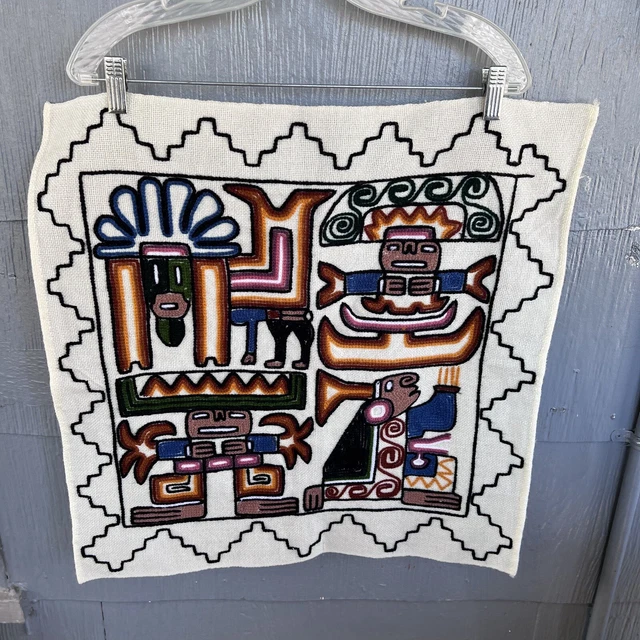 Weaving Navajo Vintage Small Wall Hanging Tapestry Old 22”x22”