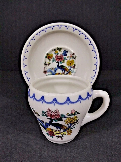 SYRACUSE CHINA Milwaukee Road CM&StP Railroad "PEACOCK" Pattern Cup & Saucer Set