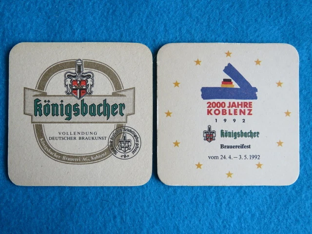 Beer Coaster ~ Konigsbacher Brauerei; 2000 Jahre 1992 ~ Koblenz Germany Brewery