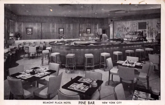 Pine Bar Restaurant Belmont Plaza Hotel Postcard - New York City