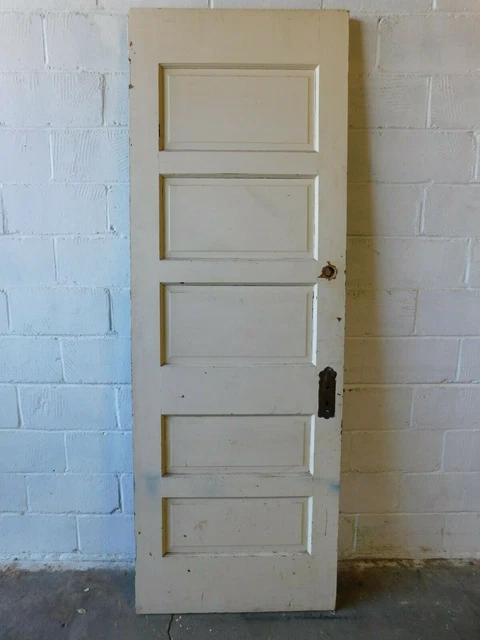 1800's Antique Wooden INTERIOR DOOR Five Panel VICTORIAN Style Fir ORNATE