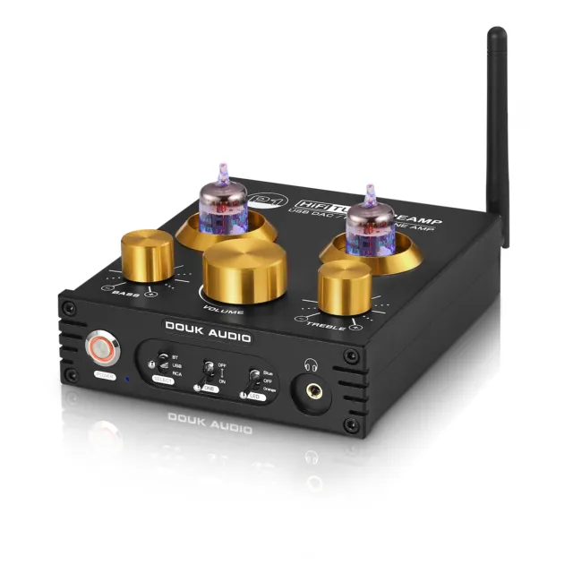 Douk Audio P1 GE5654 Tube Preamp Bluetooth 5.0 USB DAC Headphone Amp APTX-HD