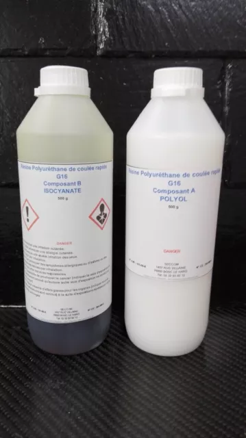 RÉSINE POLYURÉTHANE G16 DE COULÉE RAPIDE 500 g + 500 g