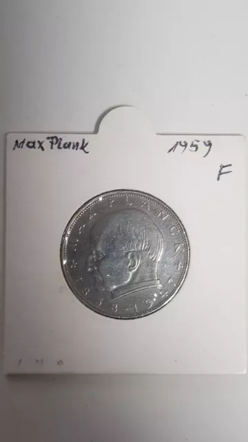 BRD 2 Mark Max Planck 1959 F Top Erhaltung Vorzüglich / Sehr selten !!!