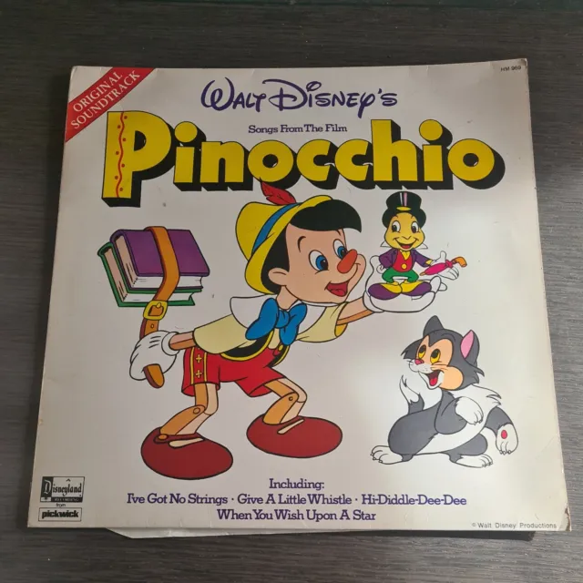 Vintage 12" Vinyl Album Walt Disneys Songs From The Film Pinocchio