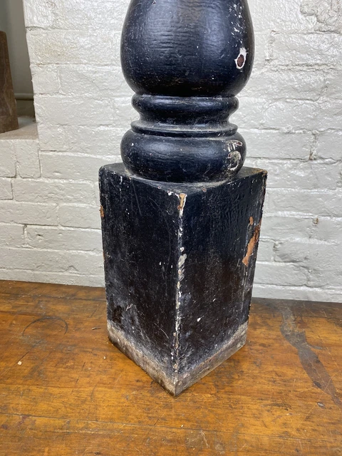 C.1900 Newel Post, Oak Architectural Staircase Element 38 1/2"H Base 6" x 5 5/8" 2