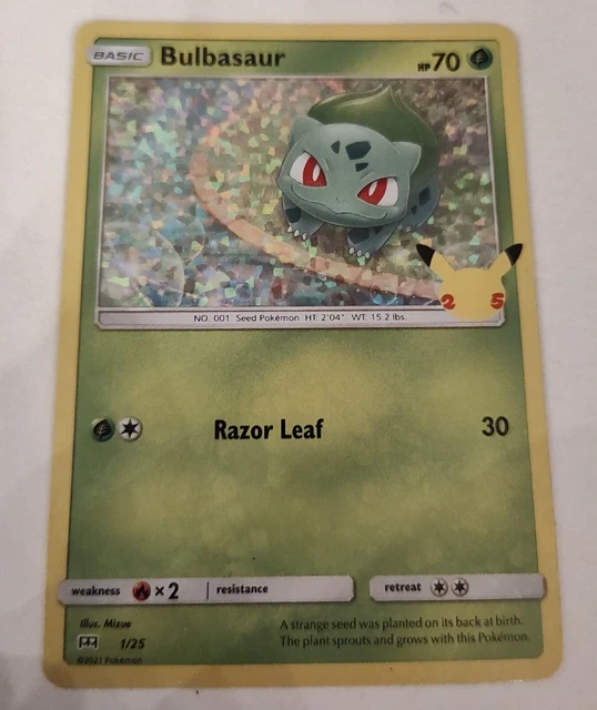 Bulbasaur 1/25 Holo 25th Anniversary McDonald’s 2021 Pokemon Card Halo Varient