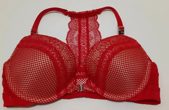 VICTORIAS SECRET VERY SEXY Push Up Padded Fishnet Lace Racerback Bra 30B  Red NWT $26.99 - PicClick