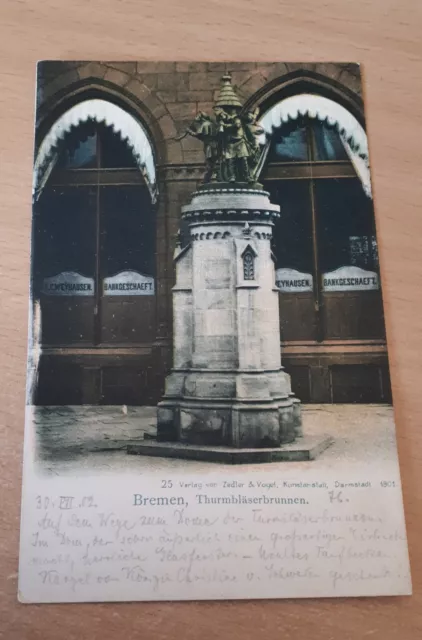 alte Ansichtskarte, Bremen, Thurmbläserbrunnen, ungelaufen
