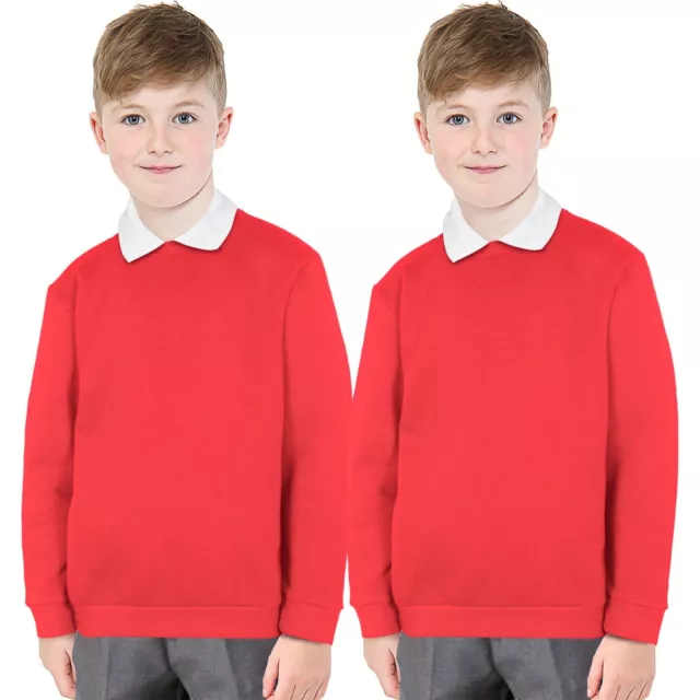 Kids Girls Boys Red Scouts School Uniform Jumper Pack Of 2 Cardi Sweatshirt 3-13