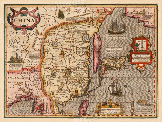 1606 China Korea Japan Historic Vintage Style Early Wall Map - 24x32