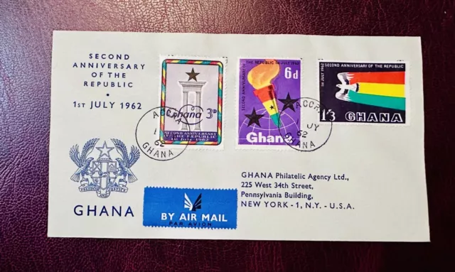 Ghana 1962 FDC 2nd Anniversary OF THE Republic ACCRA POSTMARK