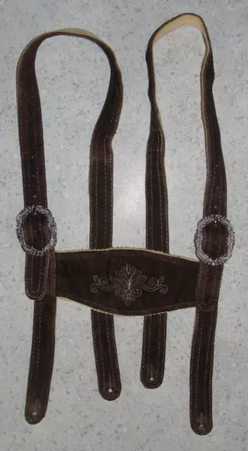 Traditional Costume Leather Suspenders IN Braun To Pants Approx. up To 38 3/16in