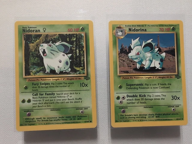 pokemon 64 card set Pokémon TCG English Fighting Energy Pokémon Jungle Set Nidorina #40/64 Card