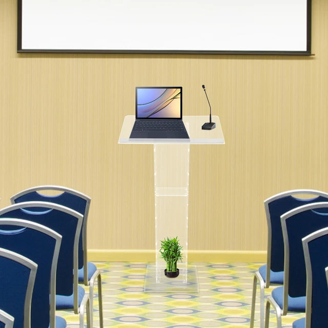 Acrylic Clear Podium Plexiglass Pulpit School Conference Church Curve Lectern EB