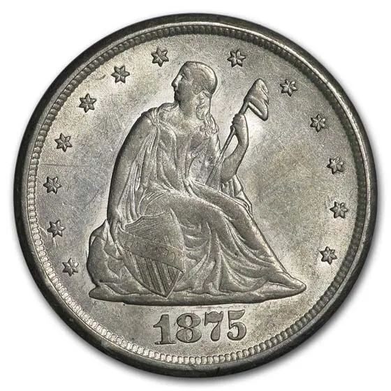 1875-CC Twenty Cent Piece AU
