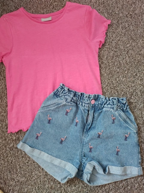 Pacchetto abiti da ragazza top Matalan e pantaloncini denim TU/Noce moscata 10-11 anni 8