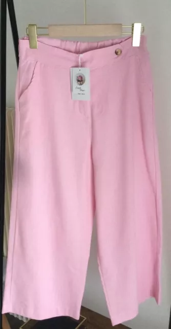 pantalon été rose en lin neuf avec étiquette