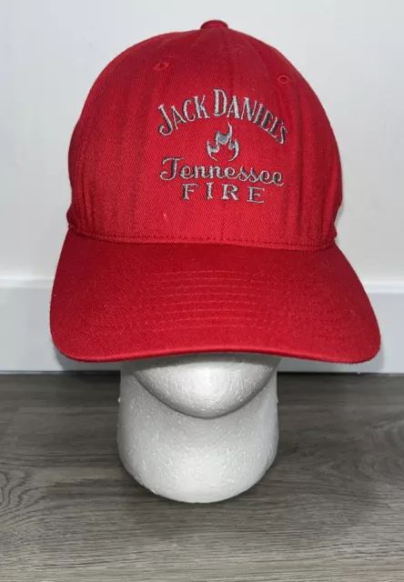 Jack Daniels Tennessee Fire Stitched Flexfit Red Baseball Hat Cap Size L/XL