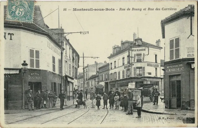 CPA - Montreuil-sous-Bois - Rue de Rosny et Rue des Carrières
