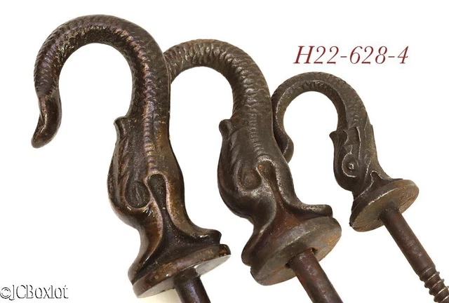 cast iron VICTORIAN HARDWARE Ceiling WALL HOOK sea serpent bird hanger dolphin